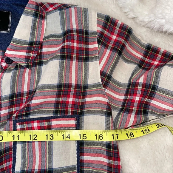 Rails 100% Cotton Cream & Red Plaid Print Button Down Shirt Small Women’s - Picture 9 of 13